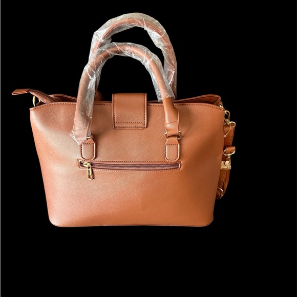 Anne Klein Cognac Satchel Gold Hardware Crossbody - Picture 6 of 10